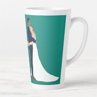 Taza De Café Latte Bridal Couple, skin tones Variation 5