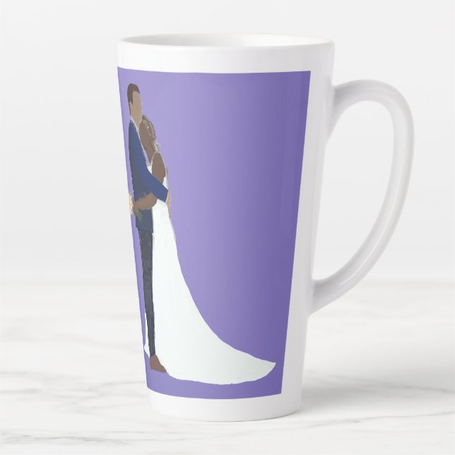 Taza De Café Latte Bridal Couple, skin tones Variation 6 (Derecha)