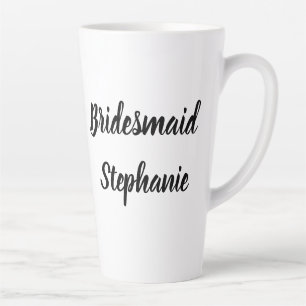 Taza De Café Latte Bridesmaid Black Elegant Script Elegante Bodas