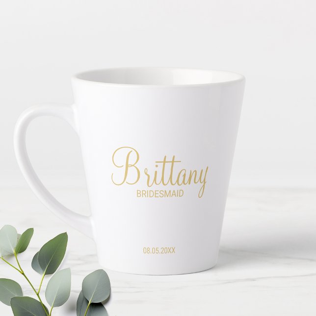 Taza De Café Latte Bridesmaids personalizada de oro moderno (Subido por el creador)