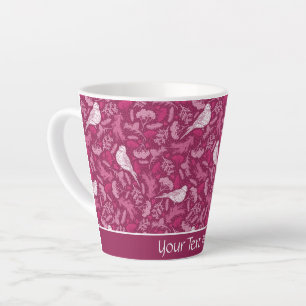 Taza De Café Latte Brillante Mauve Rosa Invierno Modelo floral de páj
