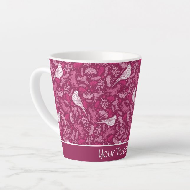 Taza De Café Latte Brillante Mauve Rosa Invierno Modelo floral de páj (Ángulo izquierdo)