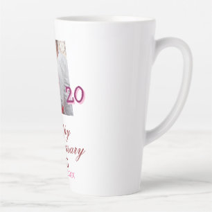 Taza De Café Latte Brindis por 20 años feliz aniversario agregar foto