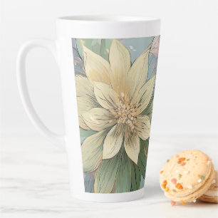 Taza De Café Latte Brote de flores en el Pastel: Patrón de explosione