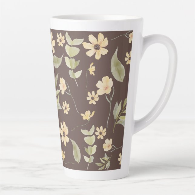Taza De Café Latte Brrown Whimsy Retro Floral  (Derecha)
