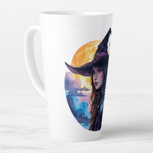 Taza De Café Latte Bruja con un Lobo - Diversión de fanáticos de Hall