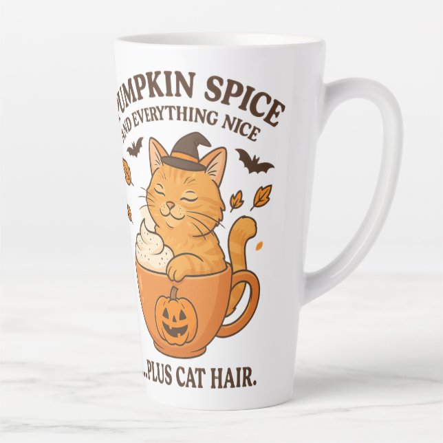 Taza De Café Latte Bruja de gato jengibre - Diseño de Halloween lindo (Derecha)