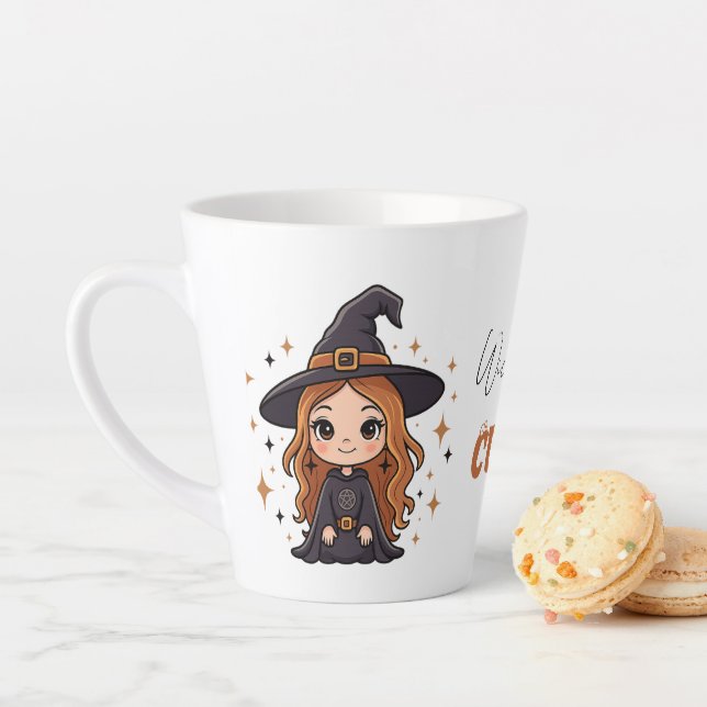 Taza De Café Latte Bruja malvada de Halloween | Spooky Adorable (In situ)