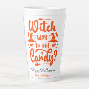 Taza De Café Latte Bruja Por Qué Al Caramelo Editable Color Halloween
