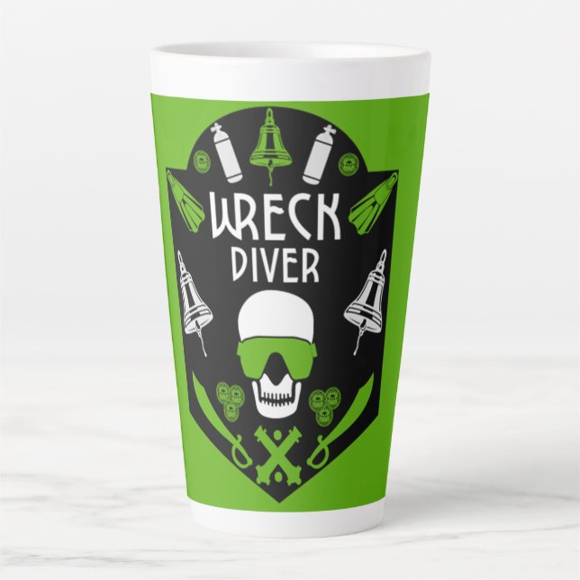 Taza De Café Latte Buceadores del mar de naufragios (Anverso)