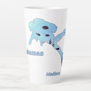 Taza De Café Latte Buceo con Nombre y Ubicación Personalizados