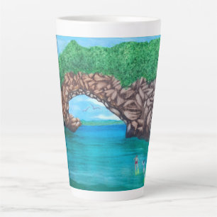 Taza De Café Latte Buceo En El Paraíso