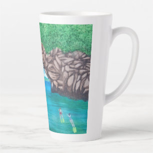 Taza De Café Latte Buceo En El Paraíso