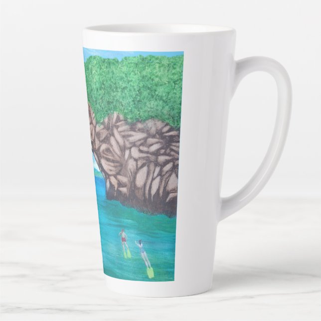 Taza De Café Latte Buceo En El Paraíso (Derecha)