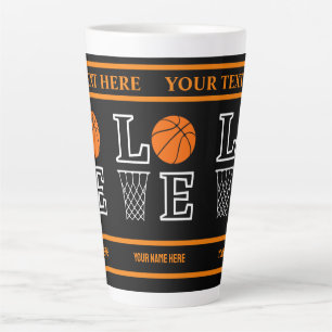 Taza De Café Latte Bucles de baloncesto, regalo del jugador de balonc