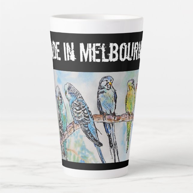 Taza De Café Latte Budgie Budgerigar Bird Made In Melbourne Birds (Anverso)