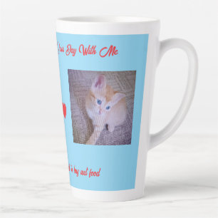 Taza De Café Latte Buena Mañana Foto de Gato, Texto de Corazones y Hu