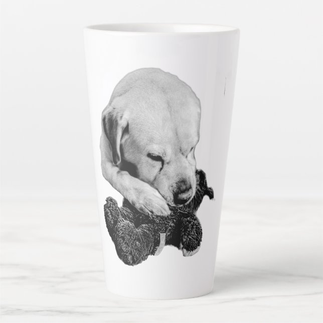 Taza De Café Latte Buenos días con mi juguete (Anverso)