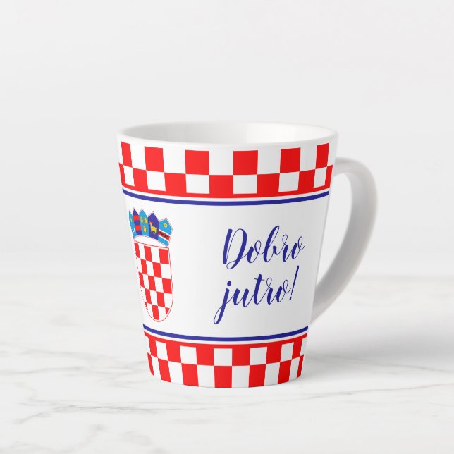 Taza De Café Latte Buenos días croata Dobro Jutro Latte Mug (Ángulo derecho)