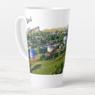 Taza De Café Latte Buenos días globos de aire caliente Latte Mug en c