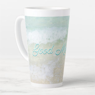 Taza De Café Latte Buenos Días Playa Surf Océano Dicho