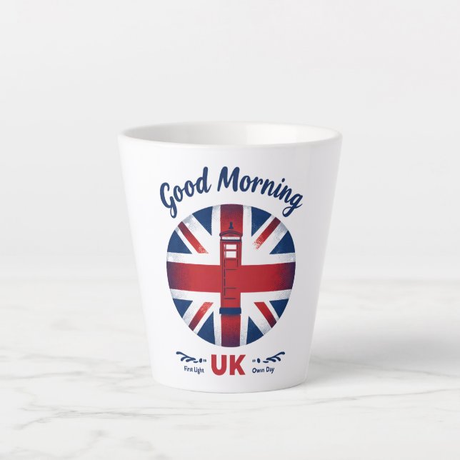 Taza De Café Latte Buenos días Reino Unido - Union Jack & London Phon (Anverso)