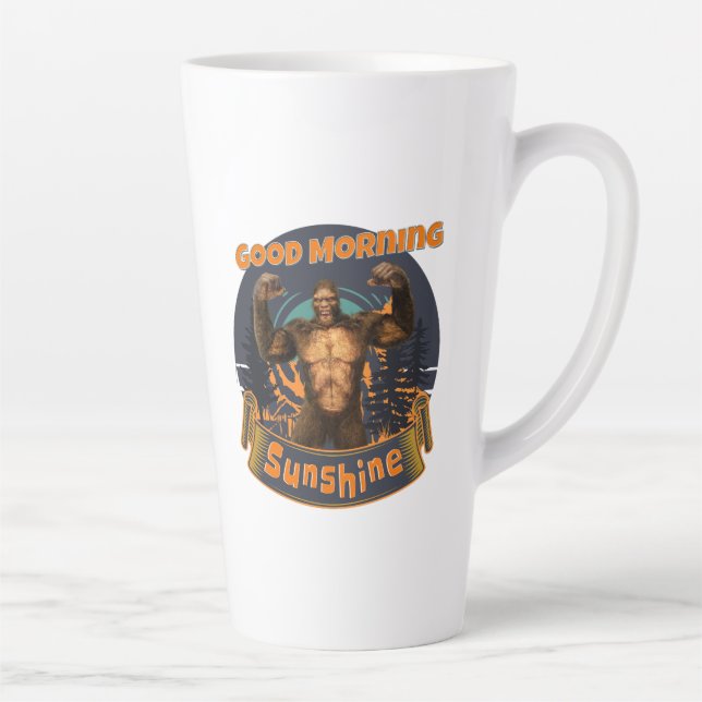 Taza De Café Latte Buenos Días Sol Funny Bigfoot (Derecha)