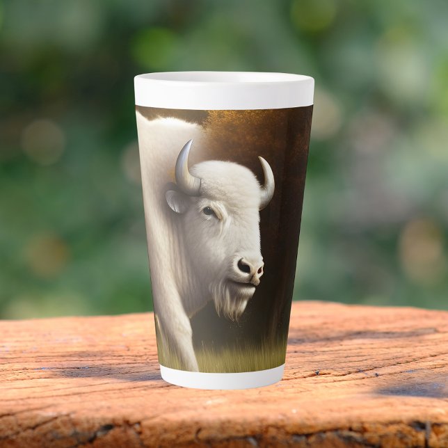 Taza De Café Latte Búfalo blanco místico (Subido por el creador)