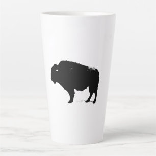 Taza De Café Latte Búfalo de arte pop negro y blanco
