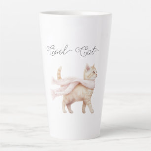 Taza De Café Latte Bufanda Rosa Cool Cat Blush