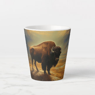 Taza De Café Latte Buffalo Bison Sunset Silhouette