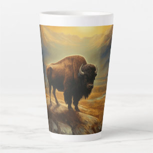 Taza De Café Latte Buffalo Bison Sunset Silhouette