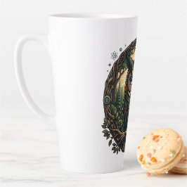 Taza De Café Latte Búho Cibernético Naturaleza vs Tecnología Steampun