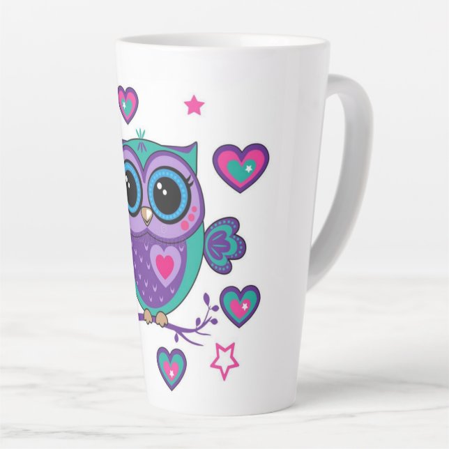Taza De Café Latte Búho con ciervos (Ángulo derecho)
