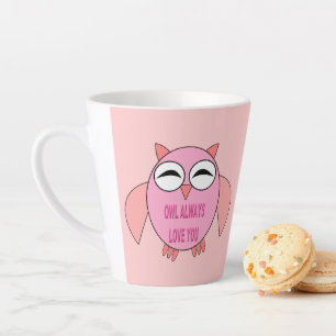 Taza De Café Latte Búho de mensajes de amor
