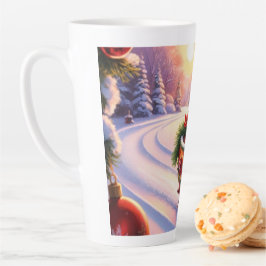 Taza De Café Latte Búho en trineo durante las vacaciones