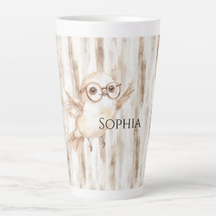 Taza De Café Latte Búho Lindo con Gafas