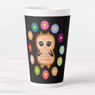 Taza De Café Latte búho lindo y kawaii Animales salvajes Hoot de colo