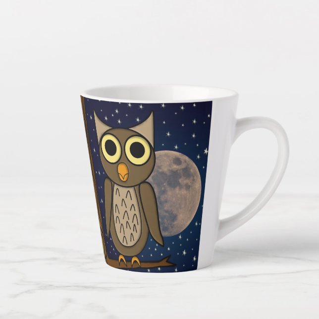 Taza De Café Latte Búho nocturno (Derecha)
