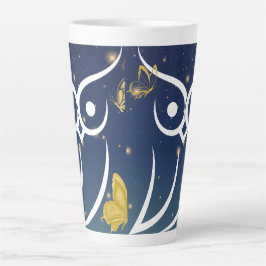 Taza De Café Latte Búho y mariposas