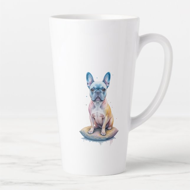 Taza De Café Latte Bulldog Francés Colorido y Artístico  (Derecha)