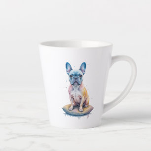 Taza De Café Latte Bulldog Francés Colorido y Artístico