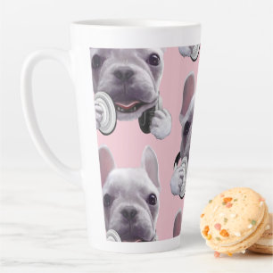Taza De Café Latte Bulldog francés con Ilustracion de audífonos