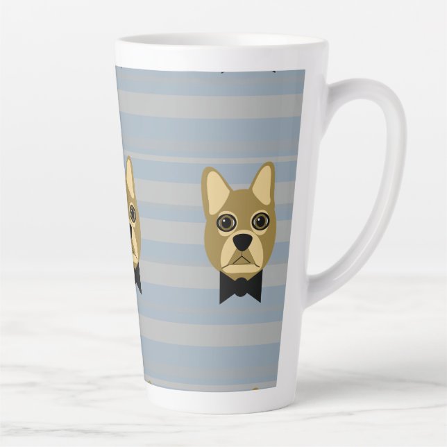 Taza De Café Latte Bulldog francés marrón, rayas (Derecha)