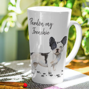 Taza De Café Latte Bulldog francés   Perdonar mi francés   Perro Cute