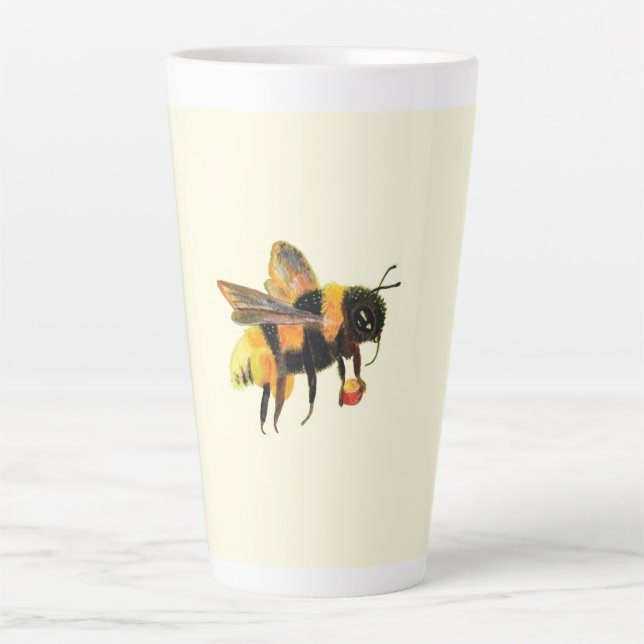 Taza De Café Latte Bumble Bee cargando polen (Anverso)