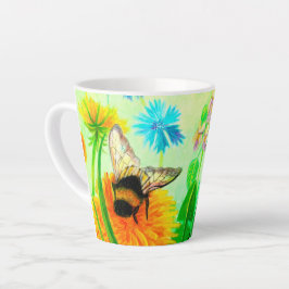 Taza De Café Latte Bumblebee en dandelion pequeño latte