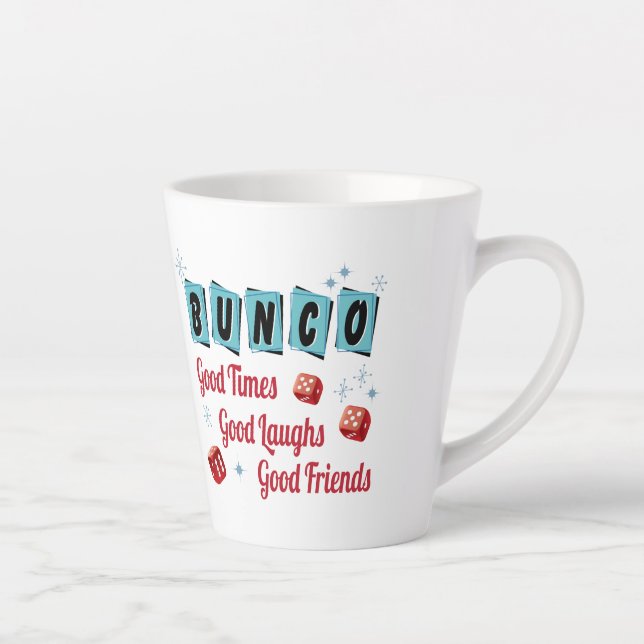 Taza De Café Latte Bunco Good Times Friendly Dice Retro (Derecha)