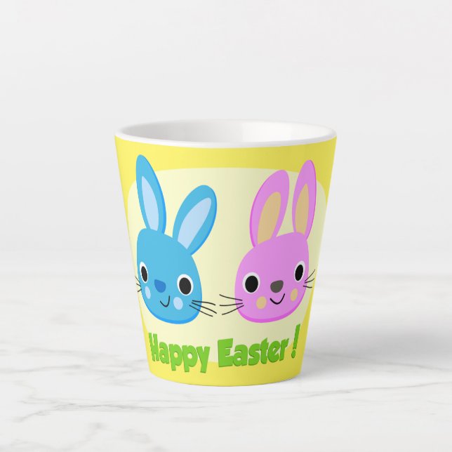TAZA DE CAFÉ LATTE BUNNES "FELIZ" (Anverso)