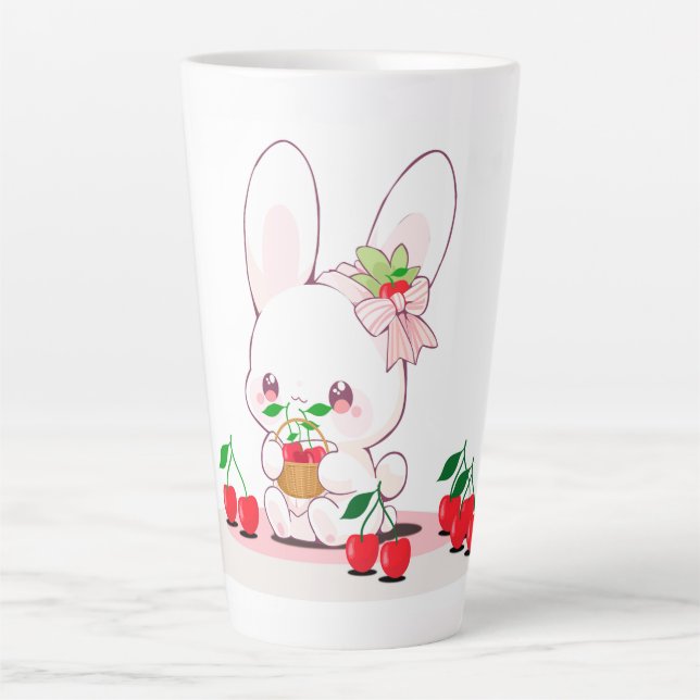 Taza De Café Latte Bunny & Cherries (Anverso)